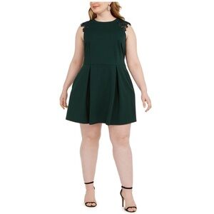 Speechless Plus Lace-Contrast Fit & Flare Dress 3X